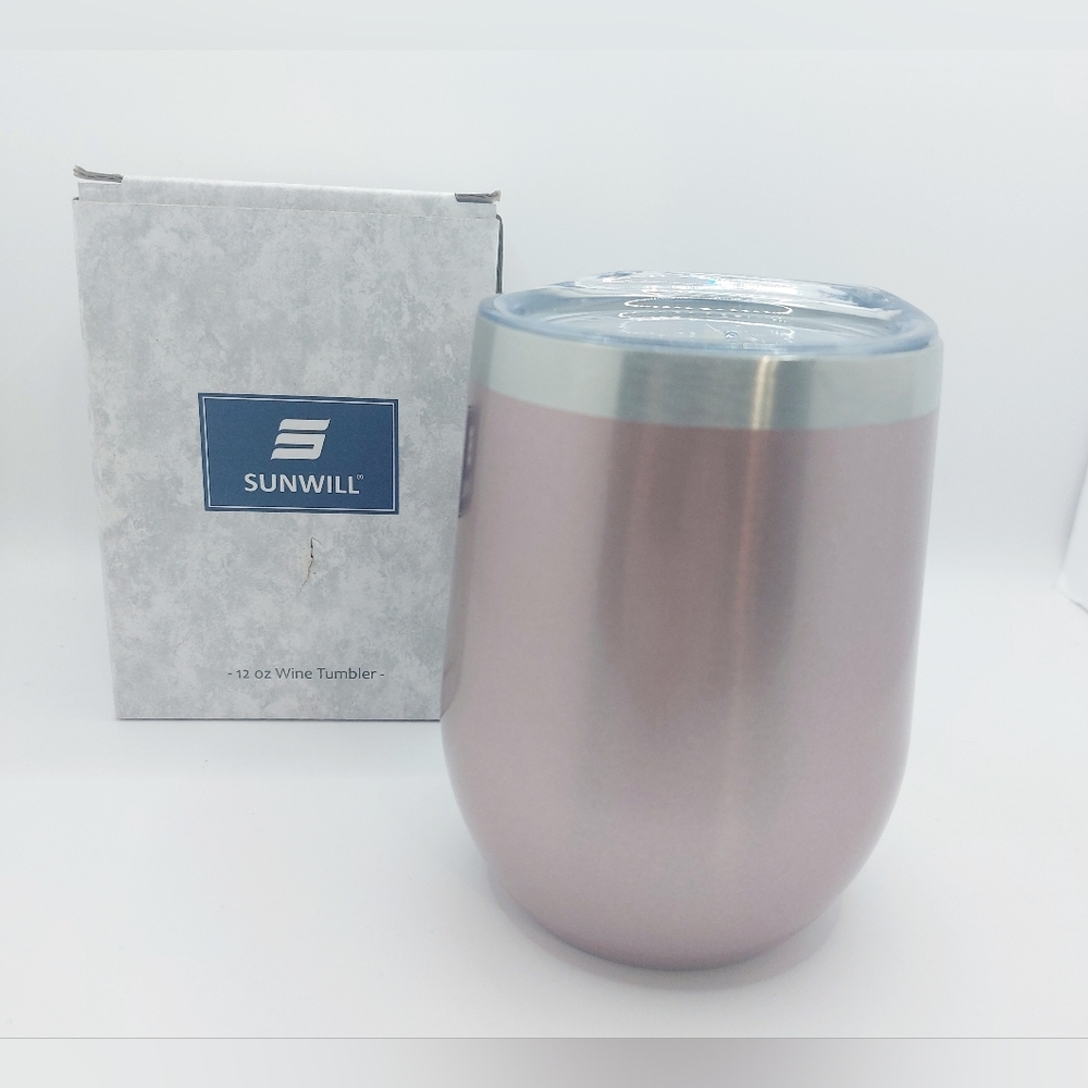 Pink Sunwill 12oz Insulated wine‎ tumbler with lid